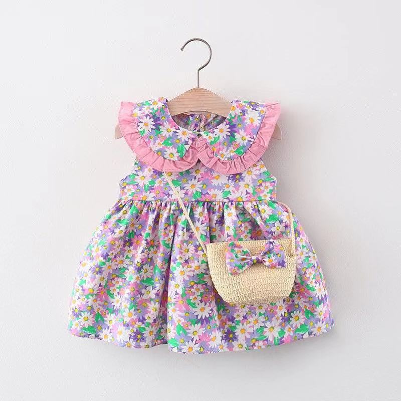 Dress Childrens Sleeveless Cute Girls Print Dress