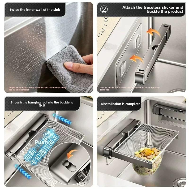 Foldable Kitchen Sink Filter Rack for Kitchen Waste, Leftover Food, Leftovers, Dishwashing Basin Water Garbage Draining Basket