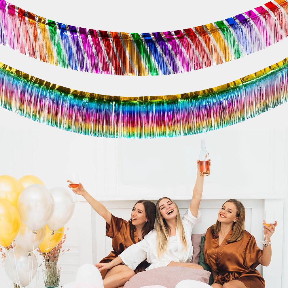 Eye-catching Vertical Stripe Dark Color Rainbow Banner For Festive Party Atmosphere