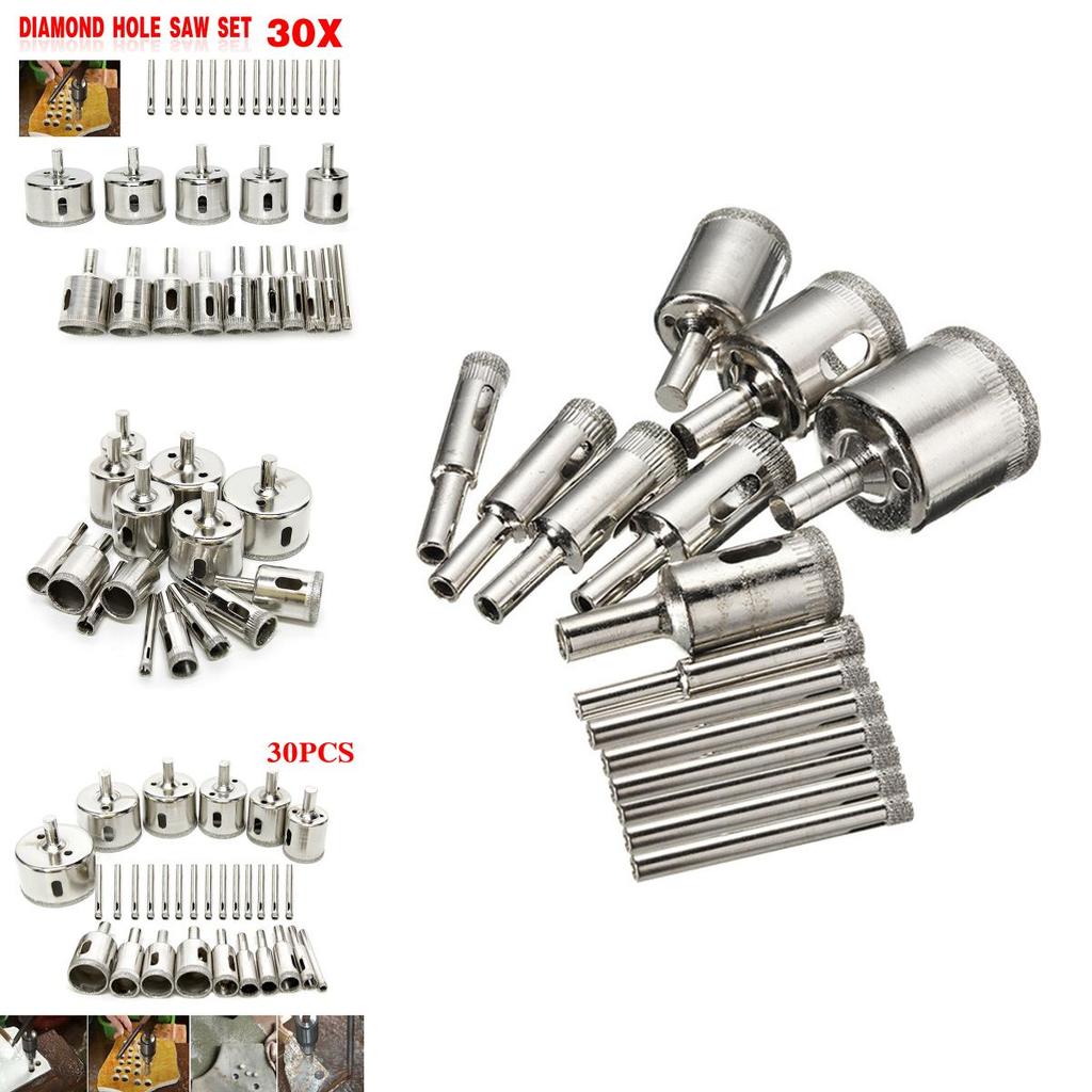 Высококачественный набор из 30 алмазных коронок для легкого сверления стекла