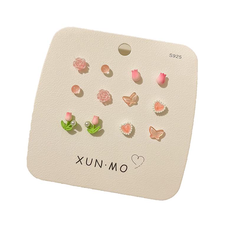 Летний комплект из серебряных сережек-игл: Милые, свежие, универсальные ушные косточки и гвоздики