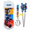 Lilpang Children's Tobot Kinder Stainless Steel Lilpang Chopsticks Spin Puzzle Spoon Case 3-piece Set, Mixed Colors, Spoon+chopsticks+case, 1 Set
