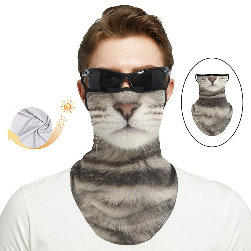 Креативный узор кошки собаки Спорт на открытом воздухе Маска от солнца Езда по дороге Защитная маска на пол-лица Летняя дышащая маска для лица из ледяного шелка