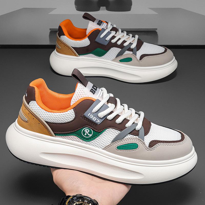 Fashion 2025 Breathable Mesh Men's Sports Shoes Version Men's Casual Shoes Versatile Running Flats Comfortable EVA Insoles Board Shoes