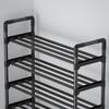 Многоярусная складная металлическая полка для обуви - Черная