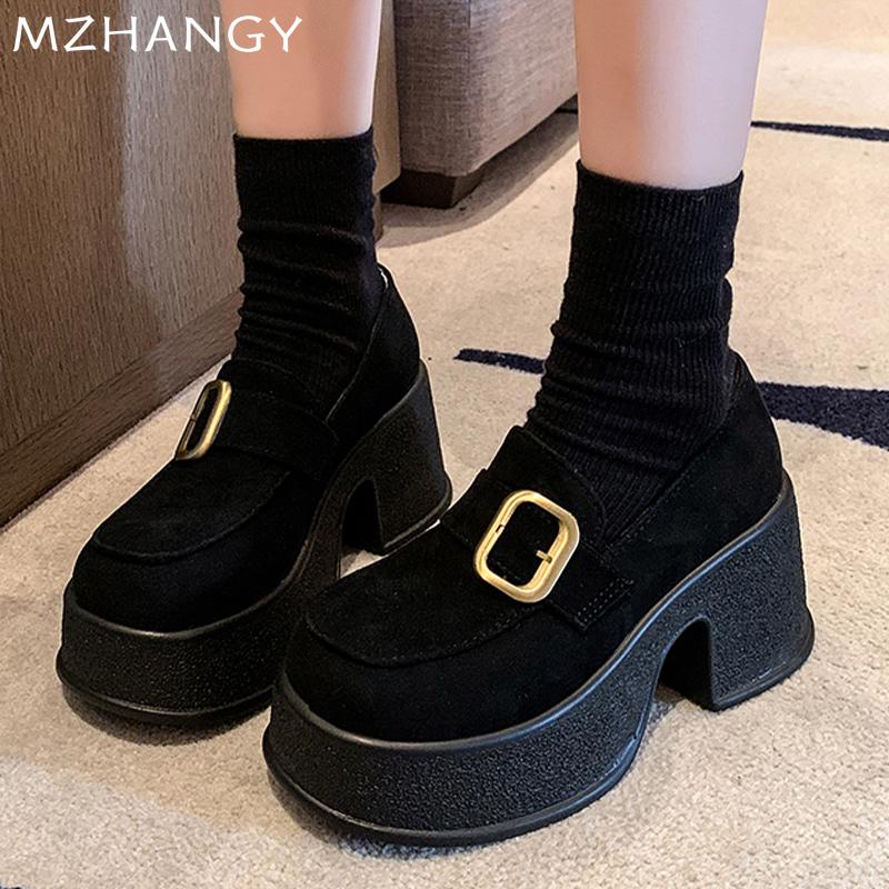 Women Platform Loafers Shoes High Heels Fashion Pumps Suefe Chunky Winter Shoes 2024 Trend Designer Dress New Zapatillas Ladies