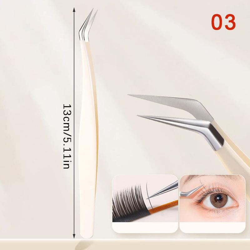 Пинцет для ресниц с удлинительным зажимом из нержавеющей стали, антистатический сверхтвердый высокоточный пинцет с волоконными наконечниками, инструменты для макияжа