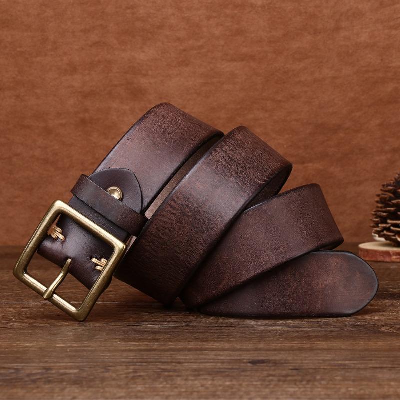 Ремень, первый слой, ретро-ремень, пряжка, повседневный ремень, модный джинсовый ремень ручной работы.