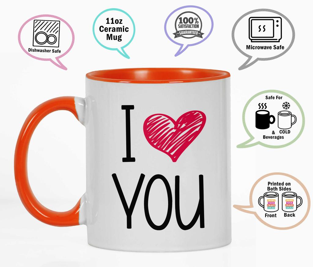 Inkdotpot Керамические кофейные кружки I Love You на 11 унций. Кофейные кружки отлично подходят для жениха, невесты, подарка на помолвку, холостяка и девичника.