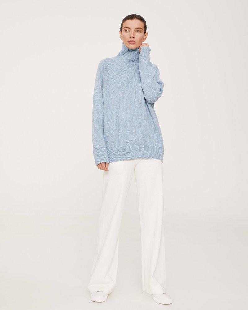 Новый свитер, женский свободный вязаный пуловер с высоким воротником и длинными рукавами, теплый свитер