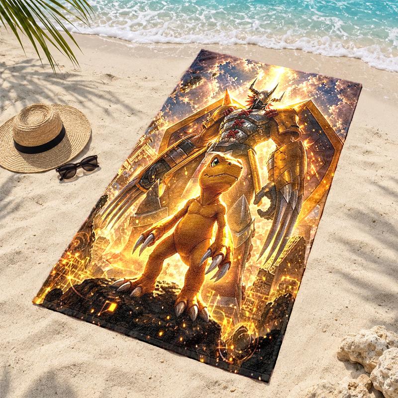 Digimon Microfiber Beach Towel Quick Dry Sand Free Lightweight Beach Towels for Travel Swimming Camping