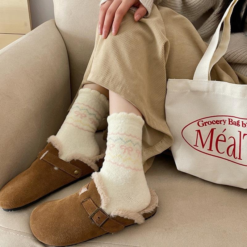 Thick Love Home Warmth Australian Velvet Floor Sleeping Socks Confinement Socks Puppy Cartoon Socks For Children