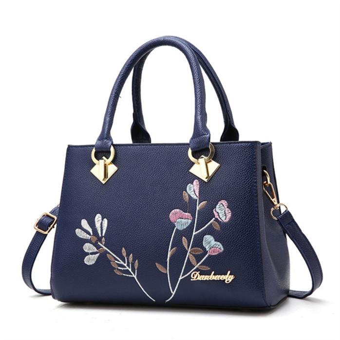 Messenger Bags Women Handbag Flower Embroidery Women Shoulder Bags PU Leather Tote Bag CLE