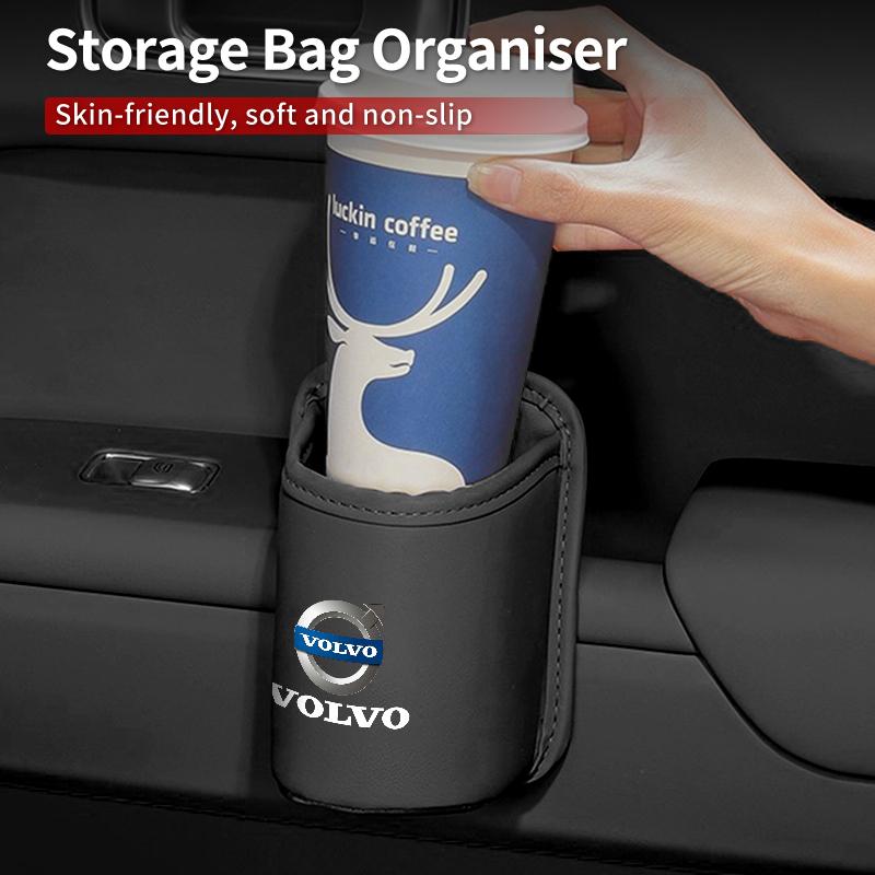 Leather Car Door Cup Holder Organizer Storage Bin Drink Rack Auto Cup Holder Car Interior Accessories For Volvo AWD C30 C70 S60 KH8