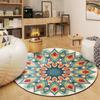 Богемный Этнический Ковер с Узором Мандалы Круглый Многоцветный Ковер Винтажный Геометрический Нескользящий Домашний Декор для Ковров для Гостиной