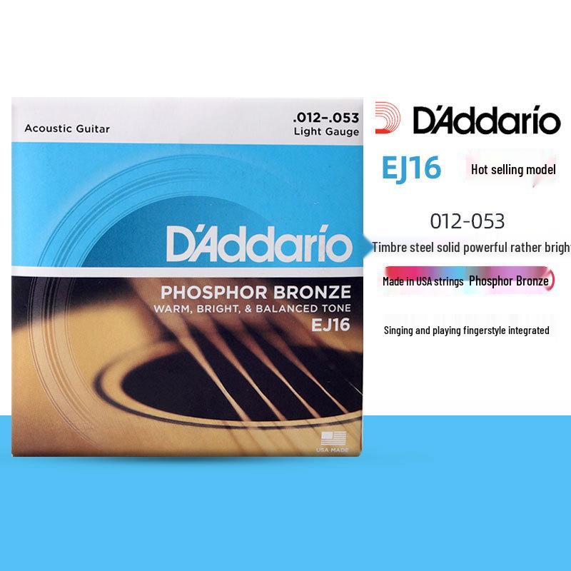 D'Addario EJ16 EZ920 Струны для фолк-гитары с покрытием из фосфорной бронзы, набор из 6 штук.