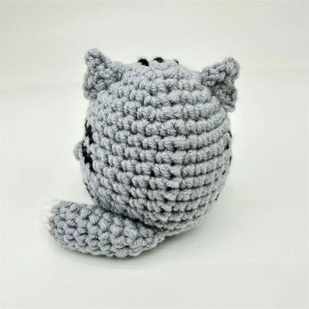 Handmade Knitted Crochet Cat Doll Carton Yarn Positive Energy Cat Doll Home Decoration