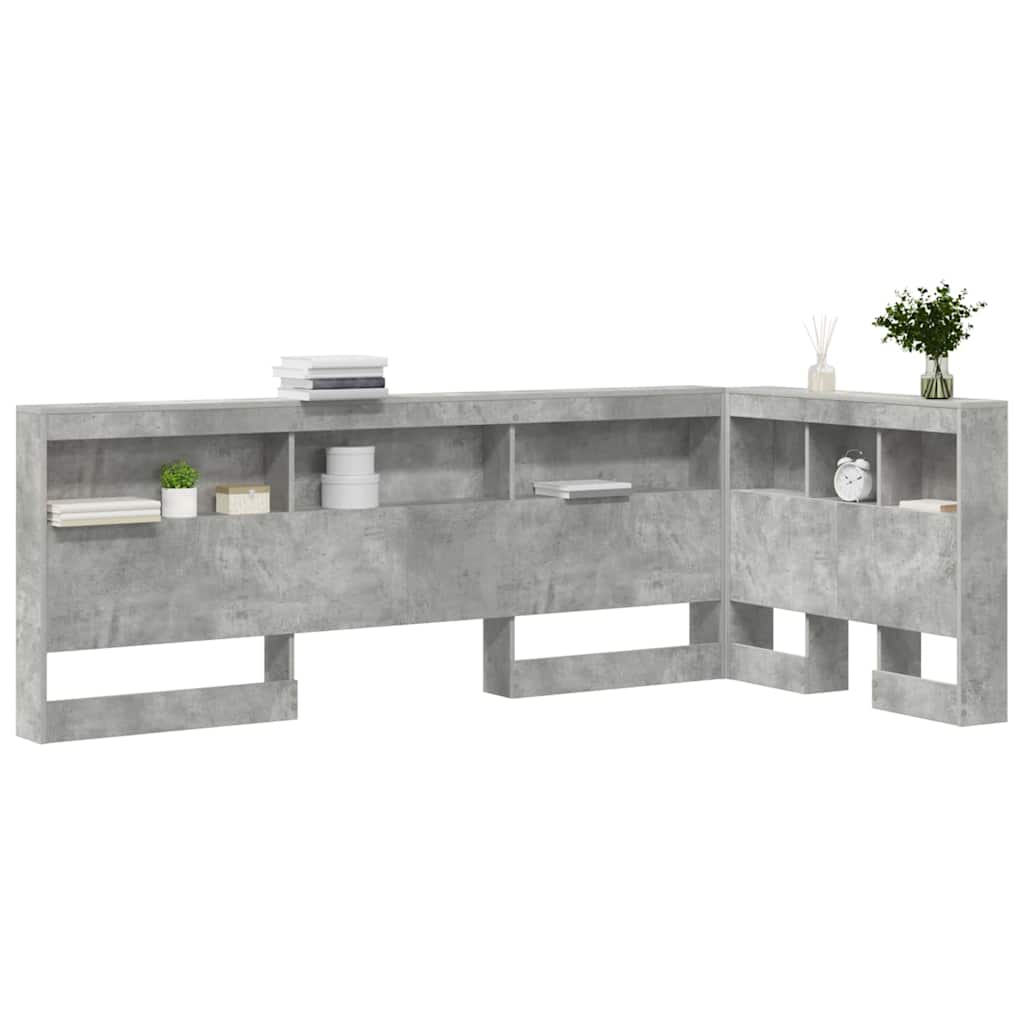 Storage Headboard with Shelf Concrete Grey 90 cm Particleboard