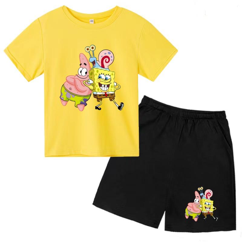 Детская летняя модная футболка с аниме-принтом для мальчиков и девочек, с коротким рукавом, шорты, повседневный спортивный комплект