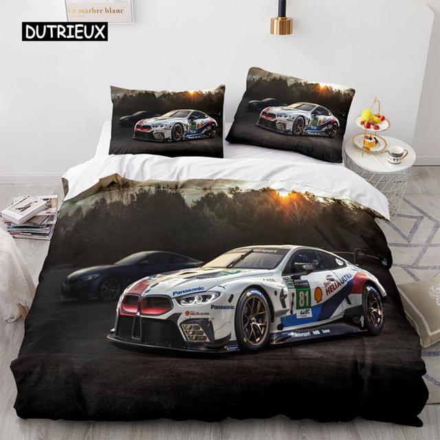 Набор пододеяльников для спортивных автомобилей, размер королевы, крутой гоночный пододеяльник, комплект постельного белья для экстремальных видов спорта для мальчиков, подростков, мужской декор комнаты