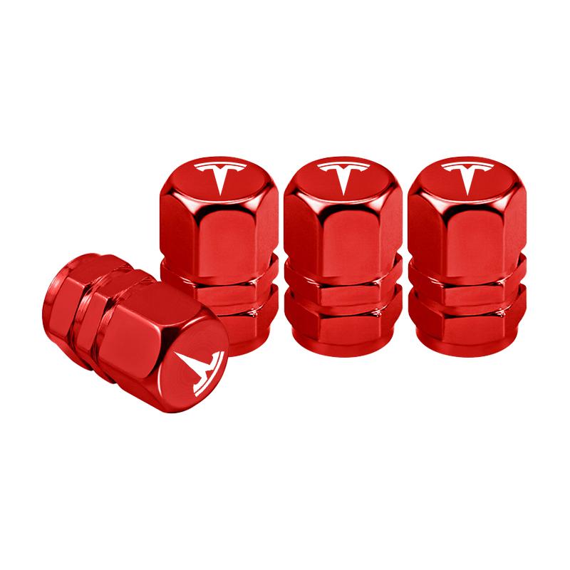 AAAIJ1 4Pcs Aluminum Alloy Car Tire Valve Cap Dust Cover Accessories For Tesla Model 3 Model S Model X Model Y Cybertruck Roadster