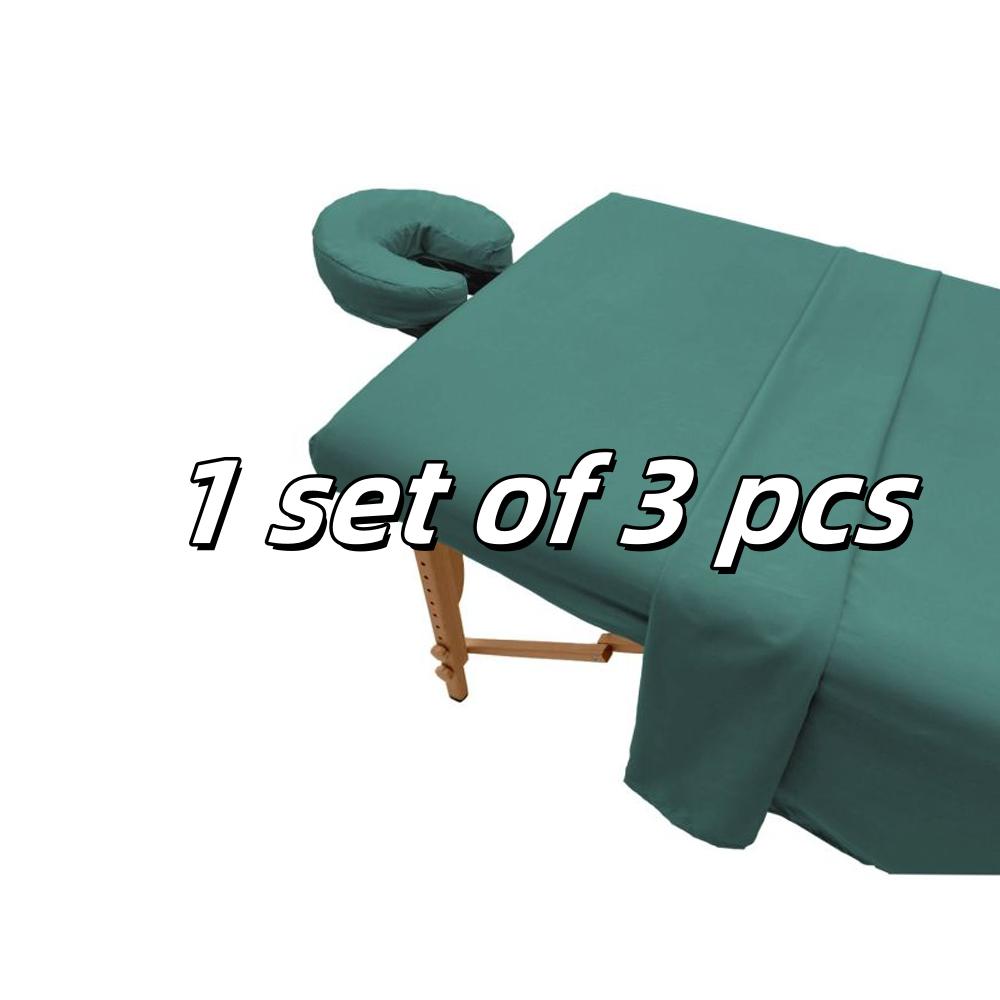 3 шт./Набор Микрофибра Набор простыней для массажного стола Премиум Салон СПА Покрывало для кровати Без запаха Комплект плоской и простыни на резинке с чехлом для подголовника