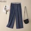 Womens Casual Patchwork Drawstring Loose Trousers
