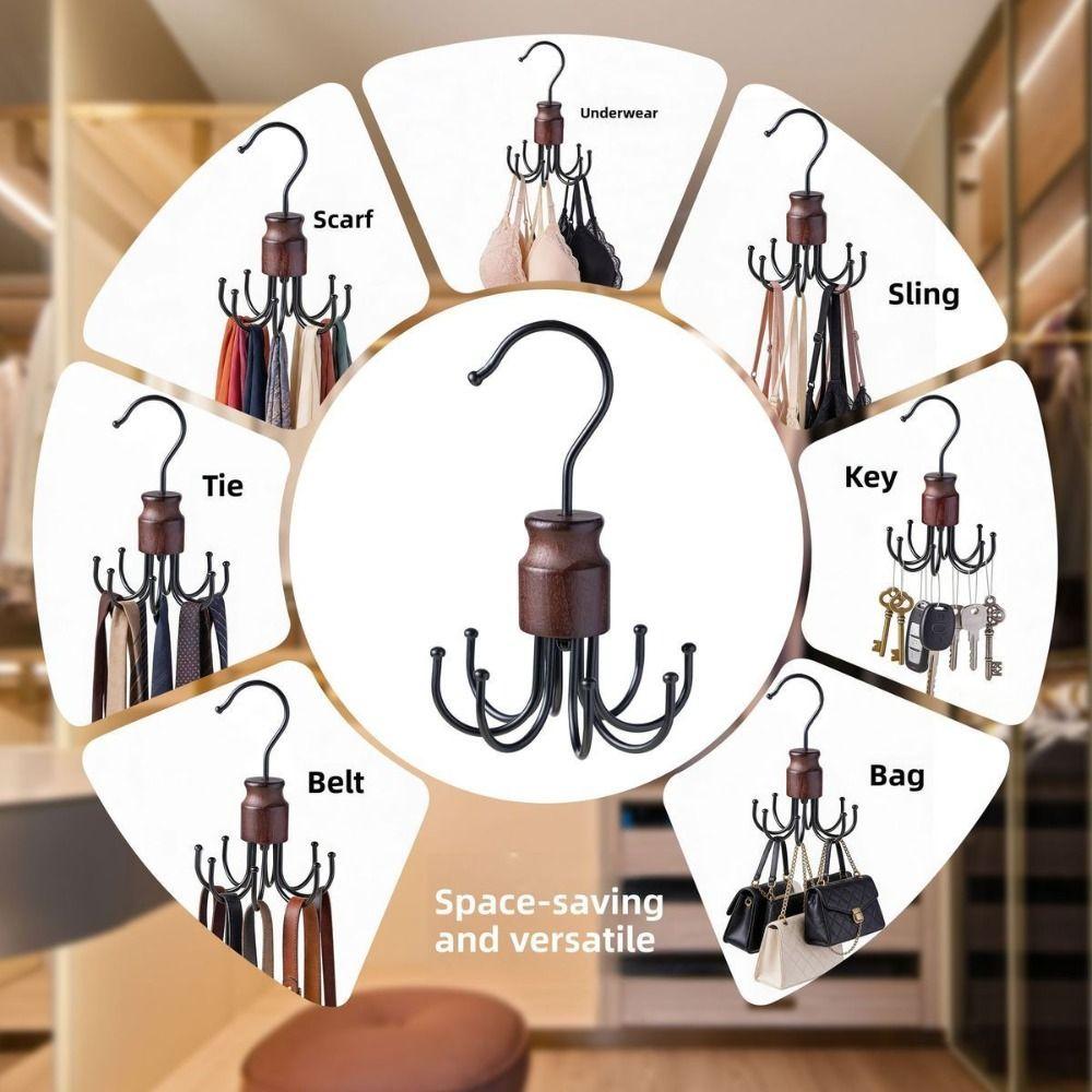 Rotating Top Hook Rotating Storage Hanger 8 Hook Closet Organizer Multi-Claw Bag Hook Home Storage