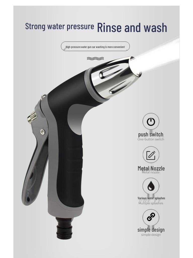 High-Pressure Car Wash Water Gun with Soft Hose and Spray Nozzle
