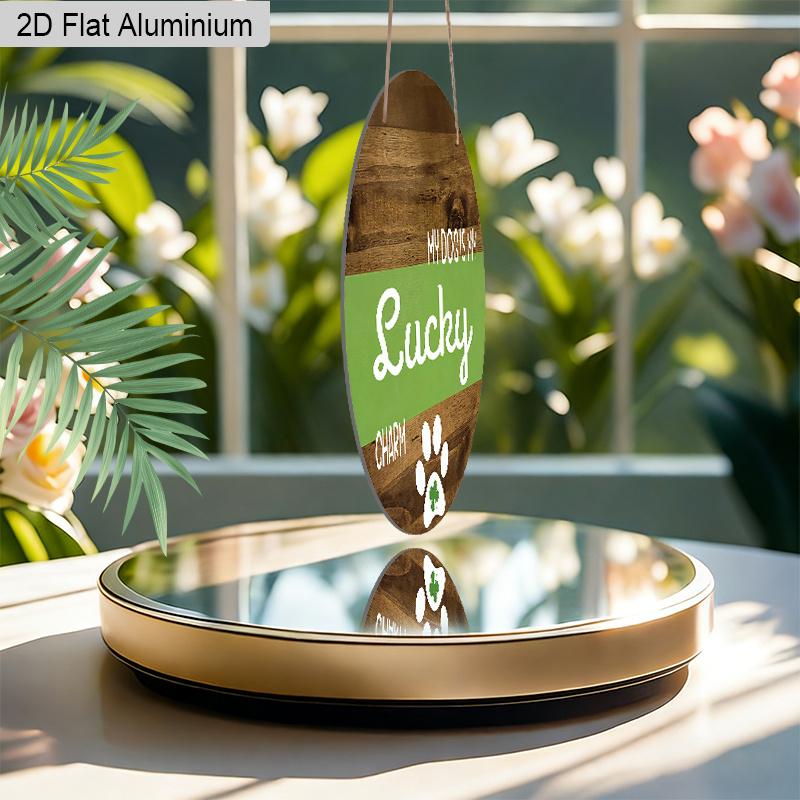 2D Flat Aluminum St. Patrick's Day Dog Wall Decor - My Dog Is My Lucky Charm Aluminum Round Hanging Sign, Rustic Green Clover Paw Print Plaque for