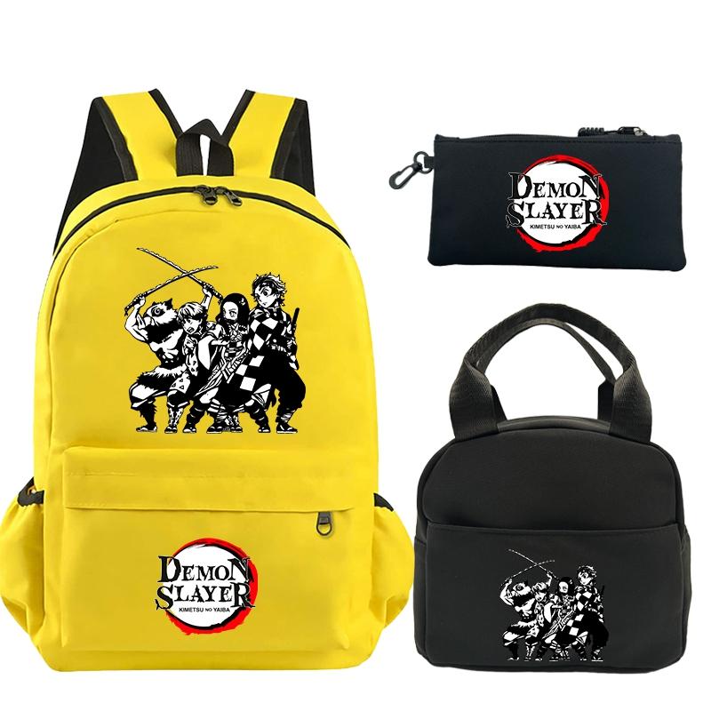 3 шт./компл. рюкзак «Убийца Демонов» с принтом, сумка для обеда, пенал для подростков, детский школьный рюкзак для девочек и мальчиков