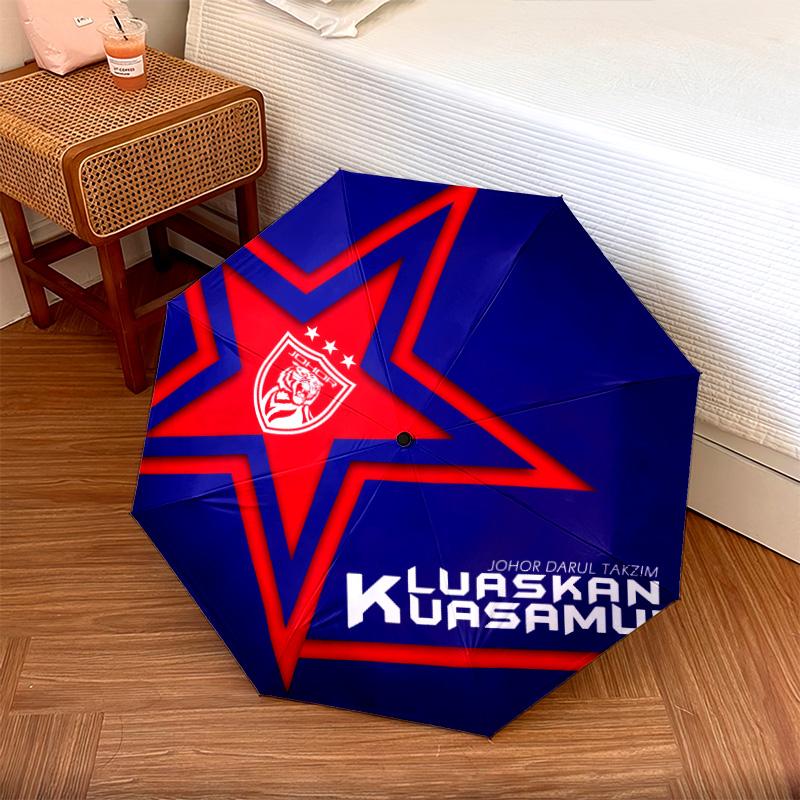 УзорJohor Darul Ta'zim FC, автоматический складной зонт, портативная и складная конструкция, 8 спиц, рождественский или день рождения подарок.