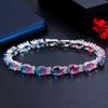 WWJ Unique Rainbow Mystic Cubic Zirconia Chain Link Bracelets