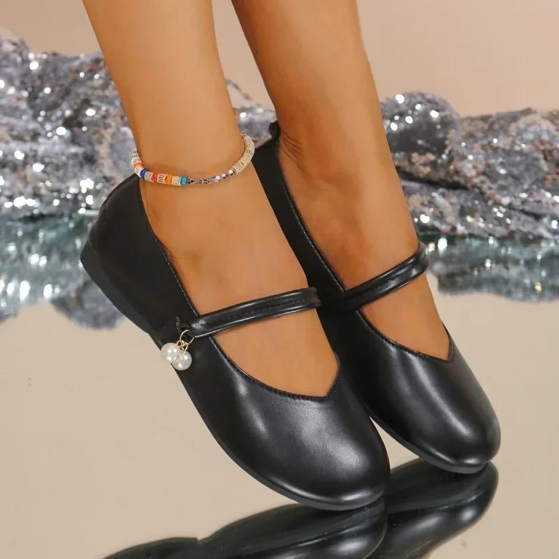 2024 Spring and Autumn Hot-selling Versatile and Comfortable Retro Ethnic Style Women's Flat Shoes with Low Heels and Round Toes