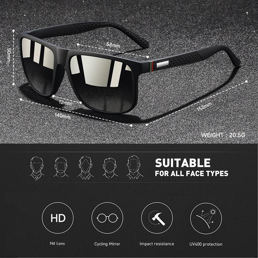 Fashion Classic Square UV400 Sunglasses Men Women Driving Fishing Colorful Trendy Lightweight Outdoor Goggles