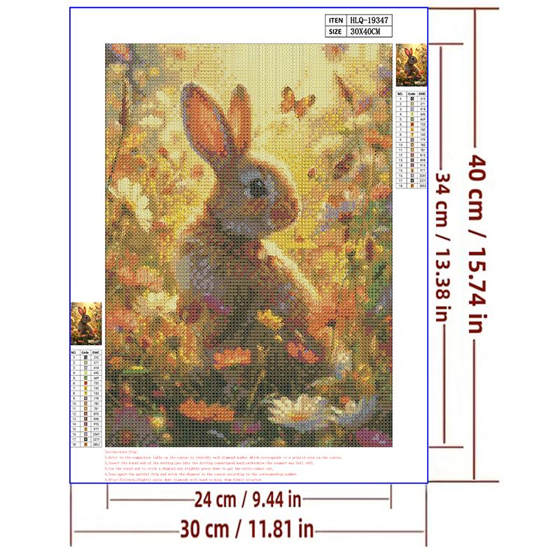 5d DIY Diamond Painting Cross Stitch Rabbit In The Flower Bushes Diamond Embroidery Mosaic Full Round Drill Home Decor