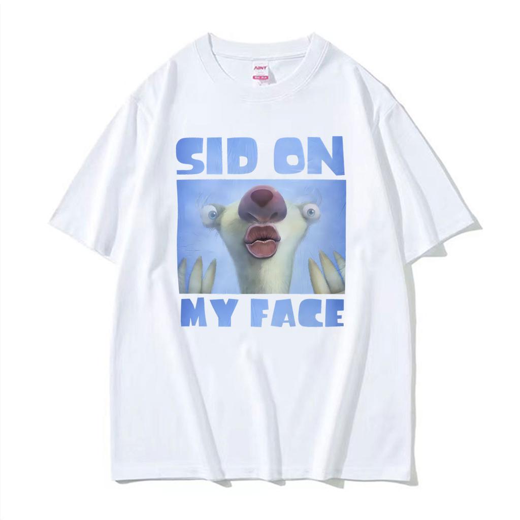 Funny Sid On My Face Meme Cursed Sloth Graphic Tshirts Unisex Unisex High Quality Summer Vintage T Shirt Oversized Cotton Tee Shirt