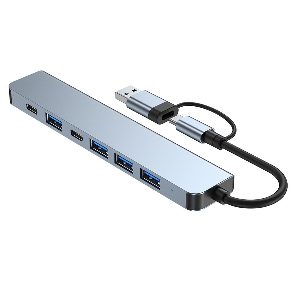 7 In 1 Type C Hub 5W Charging Plug and Play Aluminum Alloy USB Docking Station for Keyboards PC
