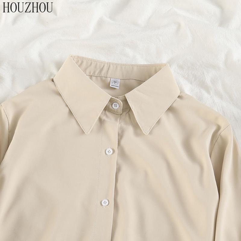 HOUZHOU шифоновая рубашка женские классические ретро корейские офисные женские элегантные повседневные топы большого размера