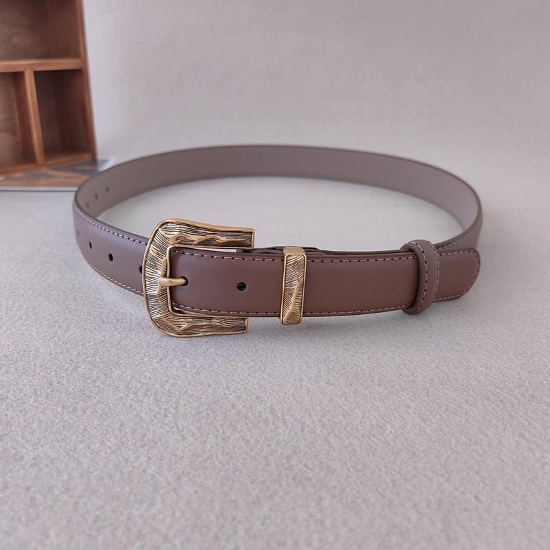 Color Solid Leather Belt For Women With Metal Pin Closure For Casual Outfits