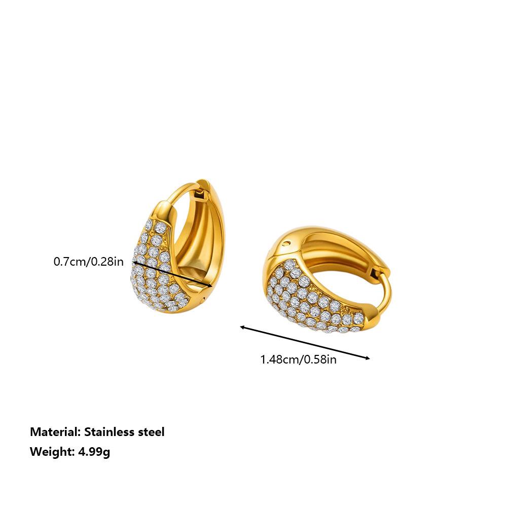 Европейские геометрические серьги-гвоздики из нержавеющей стали 18K со стразами для женщин - Легкая роскошь, Высококлассный дизайн