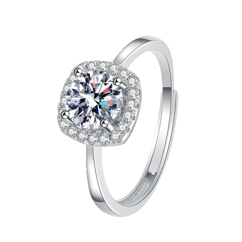 1ct 4-prong Princess Cut Moissanite Ring Women Square Sugar Design Jewelry