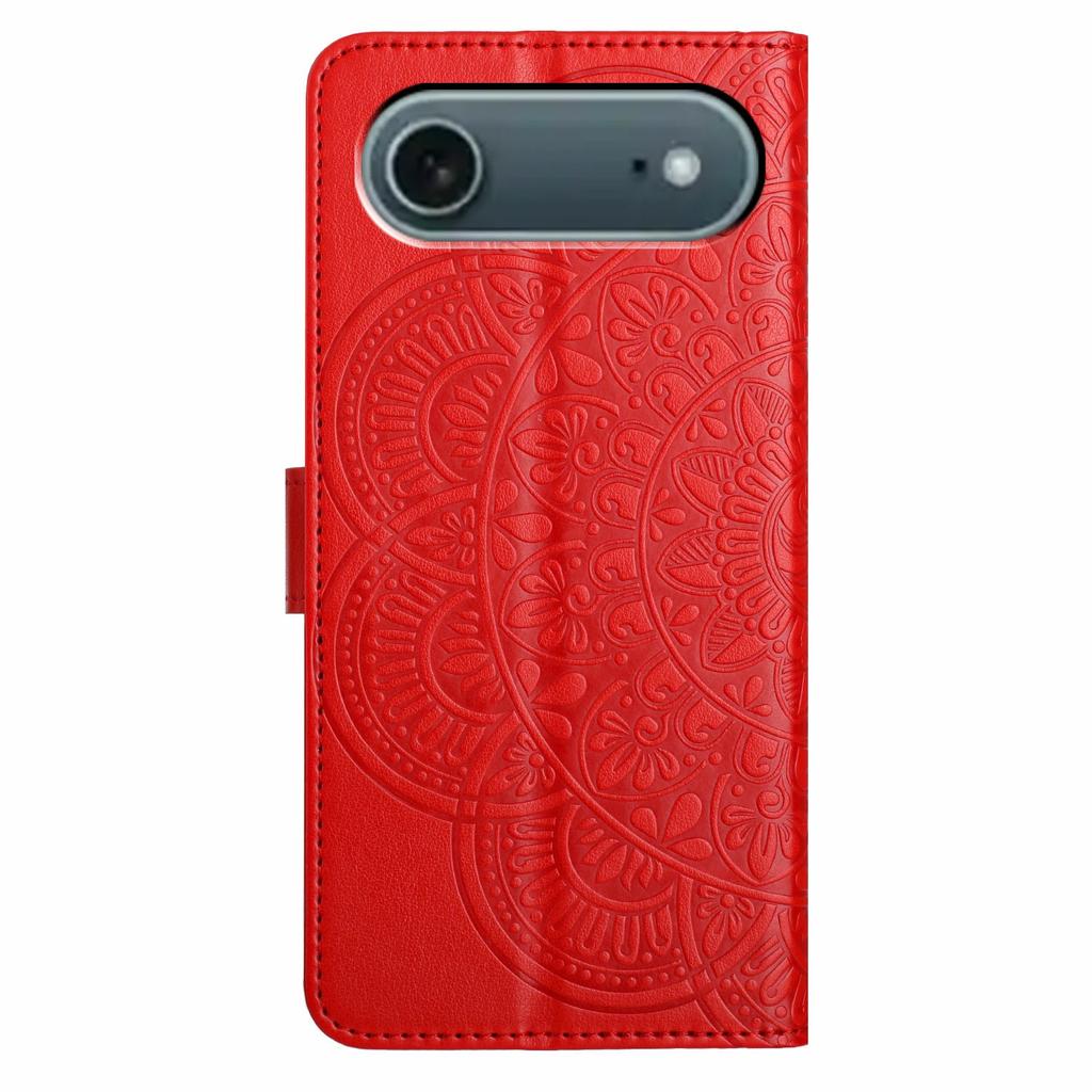 For iPhone 17 Air Leather Case with Strap/Card Slots Mandala Pattern Stand Phone Cover