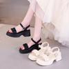 Summer New Comfortable One-word Buckle Sandals Women's Light Muffin Soft Sole Non-slip and Wear-resistant Women's Soft Leather Sandals