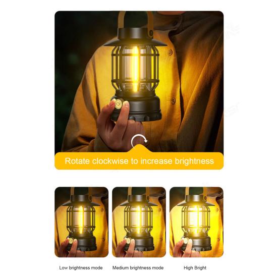 Outdoor Solar Camping Lantern IPX4 Waterproof USB Rechargeable LED Light Super Bright Lightweight Hiking Tent Hanging Emergency Lamp