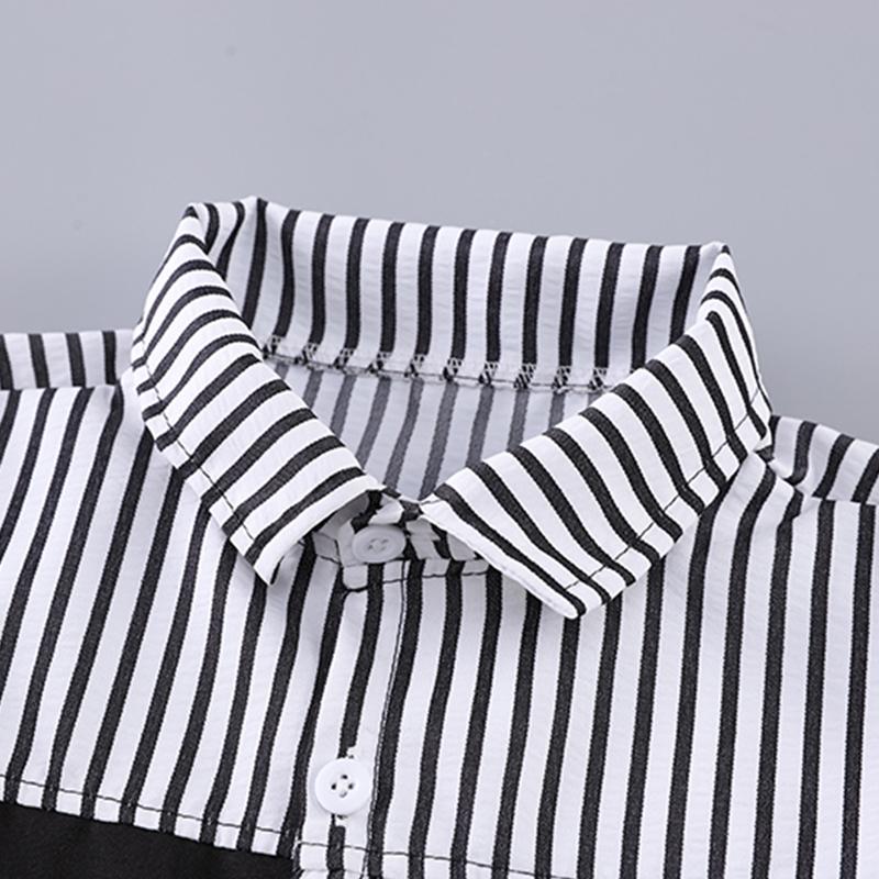 Комплект с короткими рукавами для мальчика 0-5 лет Детская полосатая рубашка с воротником+шорты Комплект из двух предметов Модная одежда Для мальчиков Малыши