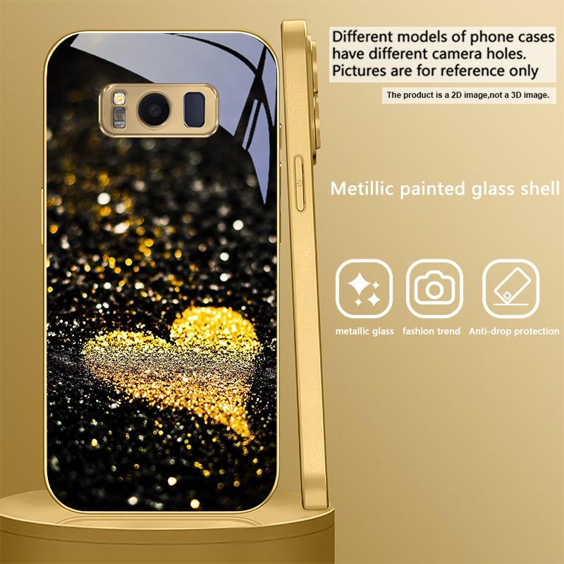Сияющее сердце Для Samsung Galaxy S20 FE S21 S22 Ultra S23 Plus S24 Ultra 25Ultra S21+ S9+ 22Plus Золотой стеклянный чехол для телефона