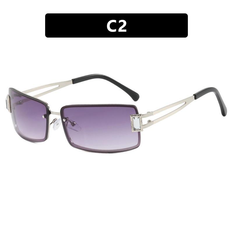 Small Fresh Gradient Metal Square Sunglasses Women Men Rimless Luxury Sun Glasses Beach Travel Party Shade Glasses