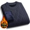 Men's Fleece-Lined Winter Sweater, Thick Knit Long Sleeve for Middle-Aged & Elderly, Warm Autumn/Winter Top for Dad.