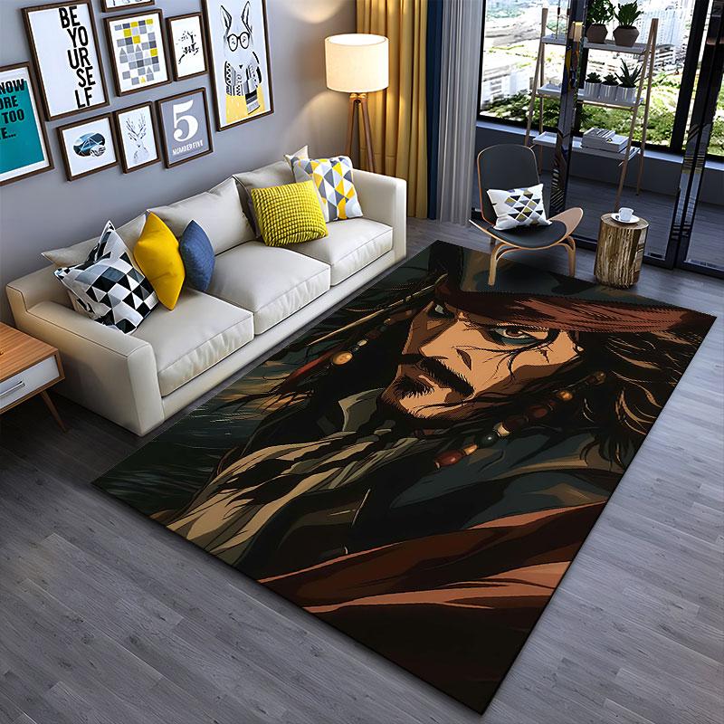 Pirate Style Illustration Carpet suitable as a non-slip mat for the living room or bedroom sofa